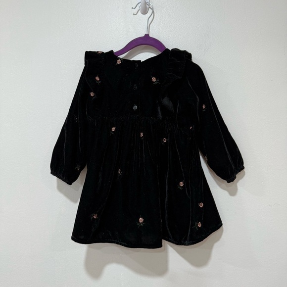 Zara baby girl velvet floral embroidered dress 12-18m - Picture 2 of 7